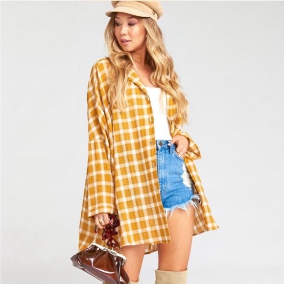Show Me Your MuMu Tops - Show Me Your Mumu Lorolie Yellow Plaid Women's Tunic | Size M